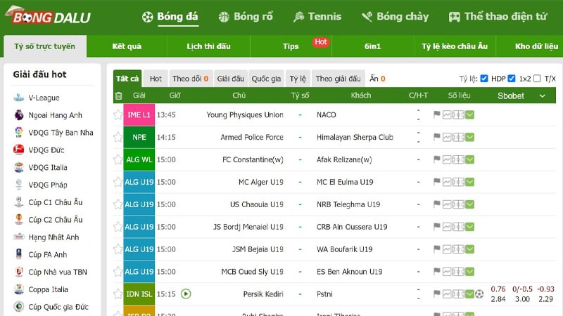 lịch thi đấu bongdalu
